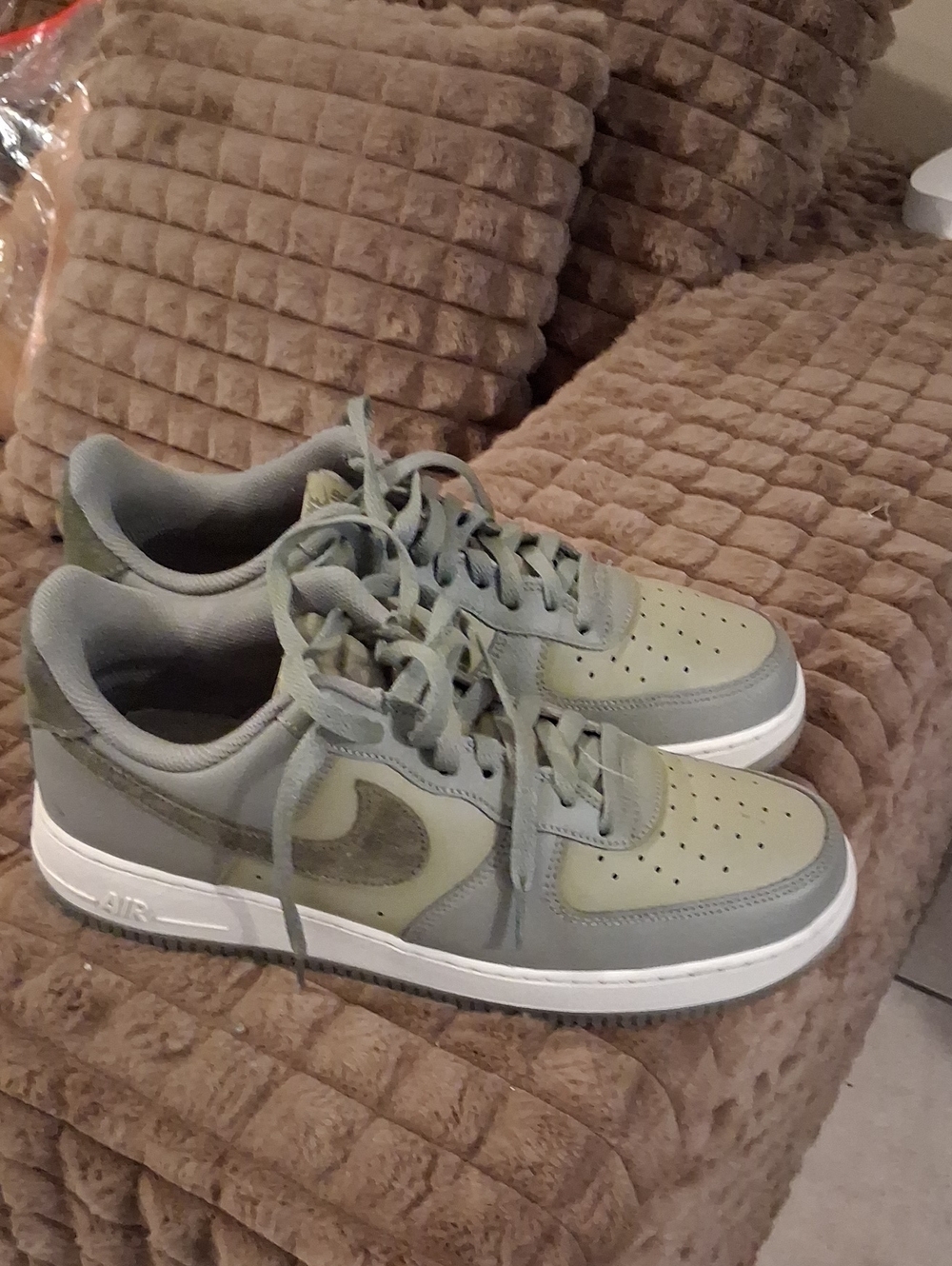 Nike Olive Green and Gray Low-Top Sneakers